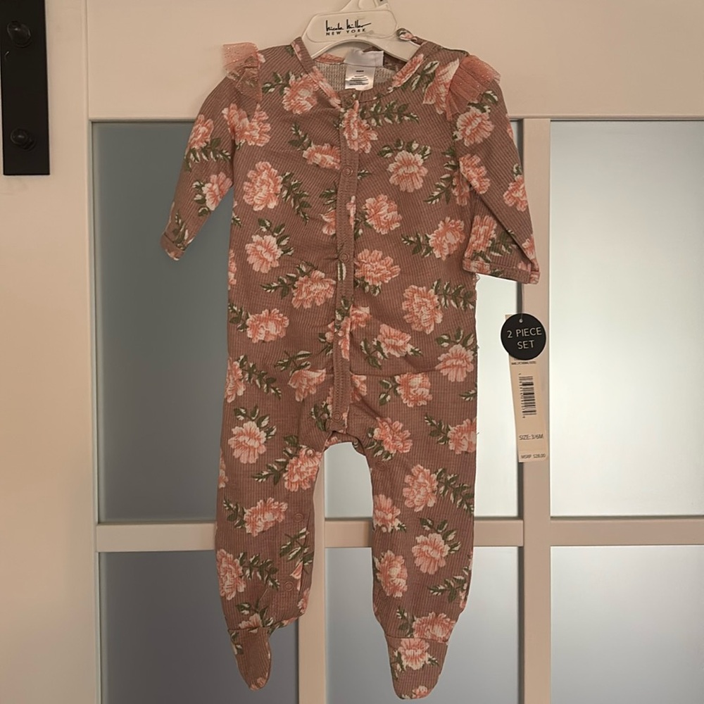 Floral footie with hat